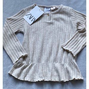 Zara baby girl's cream shirt 2-3 NWT 98cm